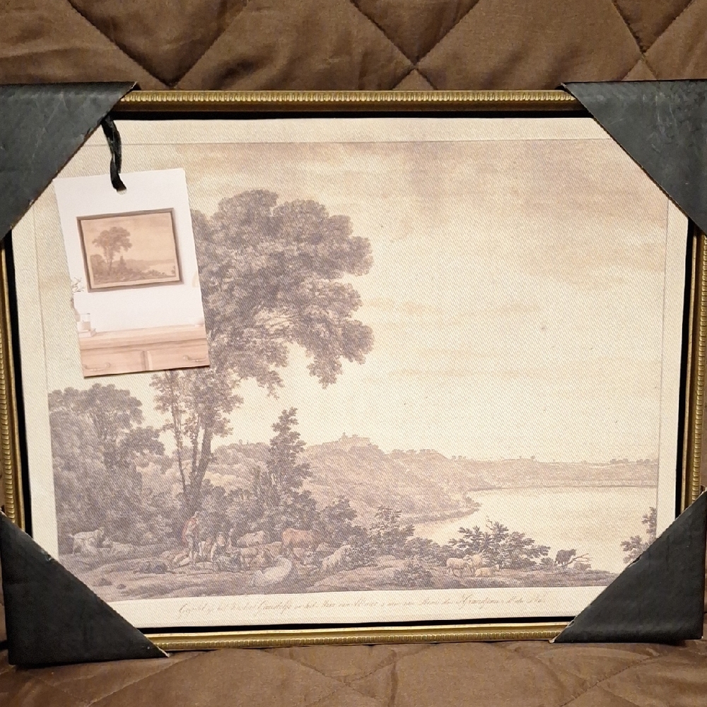 Vintage Jean Grandjean Art Print in Gold Frame